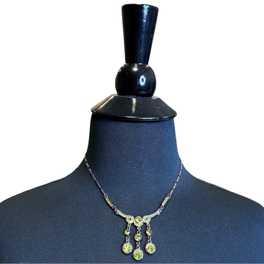 Vintage Cookie Lee Necklace and Earring Set with Green Rhinestones